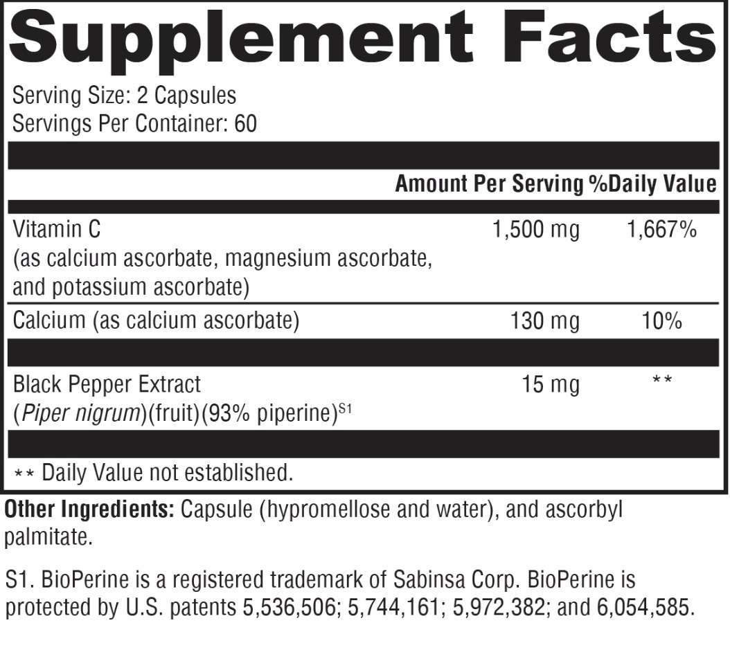 Advanced Vitamin C Label