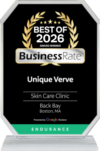 Unique Verve awarded Best Skin Care Clinic in Back Bay Boston 2026 by Business Rate for advanced skincare and functional medicine treatments.