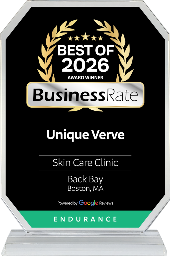 Award Winning Skincare Clinic Boston - Unique Verve awarded Best Skin Care Clinic in Back Bay Boston 2026 by Business Rate for advanced skincare and functional medicine treatments.